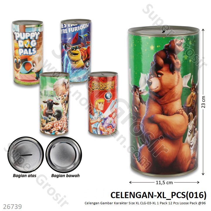 Celengan Target XL Tanpa Tutup Gambar Karakter CLG-11-XL 1 Pack 12 Pcs Loose Pack @96