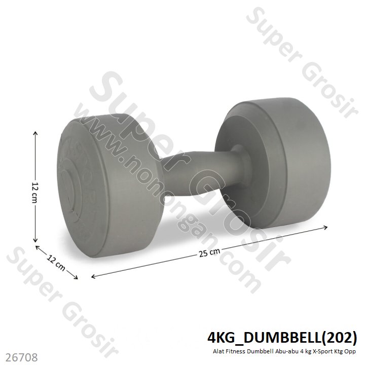 Dumbbell Abu-abu 4 kg X-Sport Ktg Opp @0