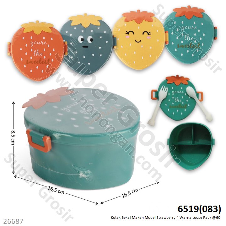 Lunch Box Strawberry 4 Warna Ktg Shrink @60