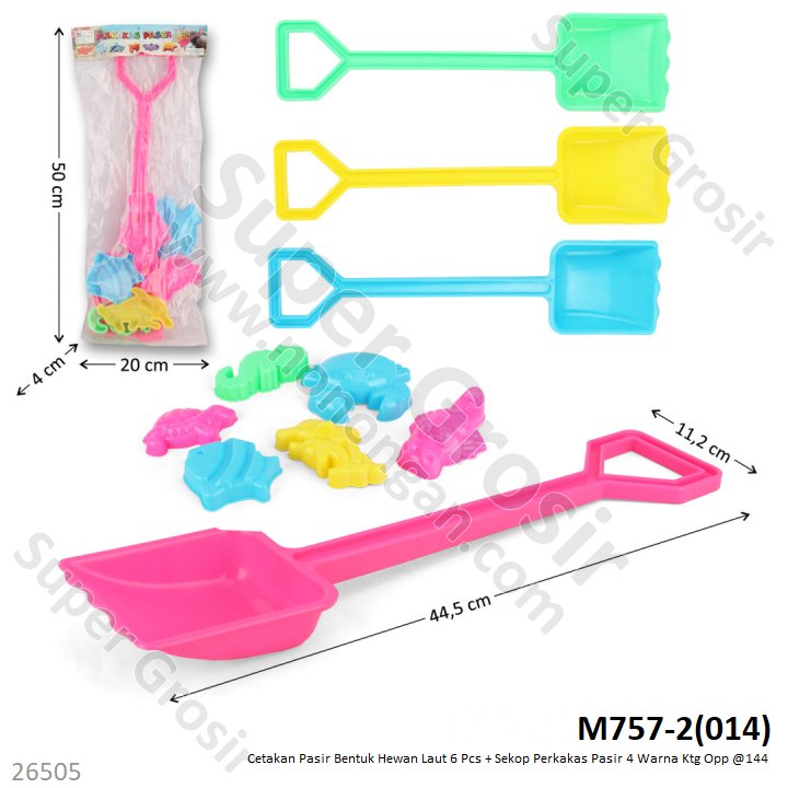Cetakan Pasir Hewan Laut 6 Pcs dan Sekop Perkakas Pasir Ktg Opp @144