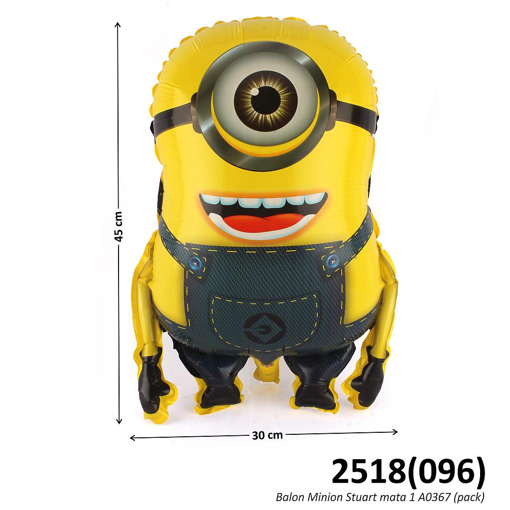 (Obral) Balon Gas Minion Stuart Mata 1 50 Pcs A0367 Pack Plastik @60