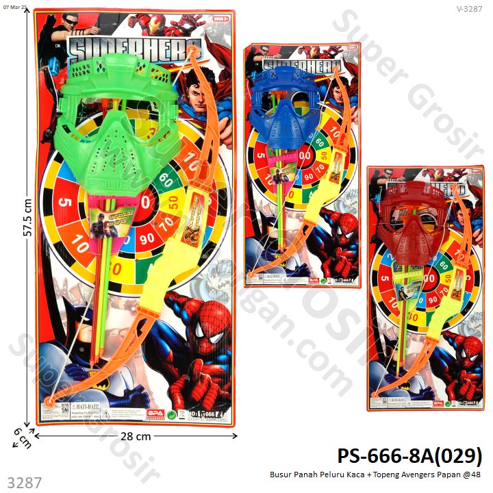 Busur Panah Peluru Kaca + Topeng Avengers Papan @48