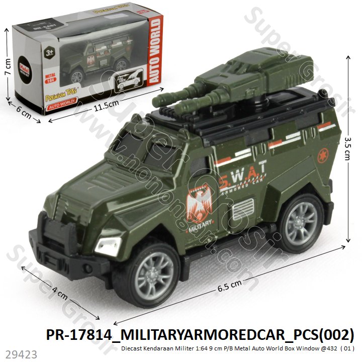 Diecast Mobil Skala Hot Wheels 1:64 Kendaraan Militer P/B 9 cm Metal Auto World Box Window @432