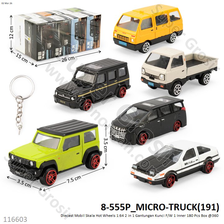 Diecast Mobil Skala Hot Wheels 1:64 2 in 1 Gantungan Kunci F/W 1 Inner 180 Pcs Box @360