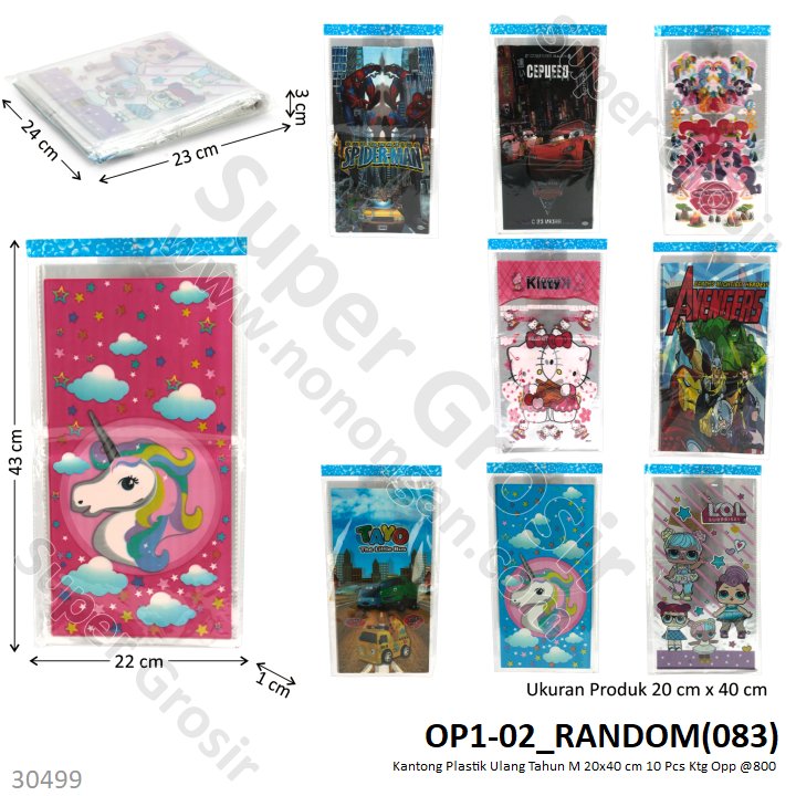 (ONLINE) Kantong Plastik Ulang Tahun M 20x40 cm 10 Pcs Ktg Opp @1