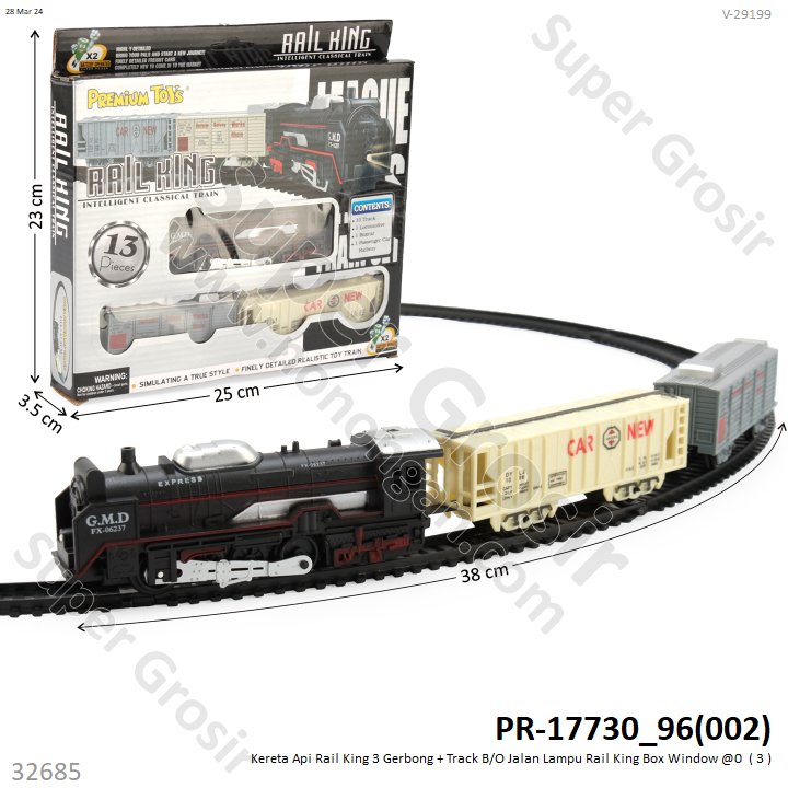 Kereta Api Rail King 3 Gerbong dan Track B/O Jalan Lampu Rail King Box Window @0