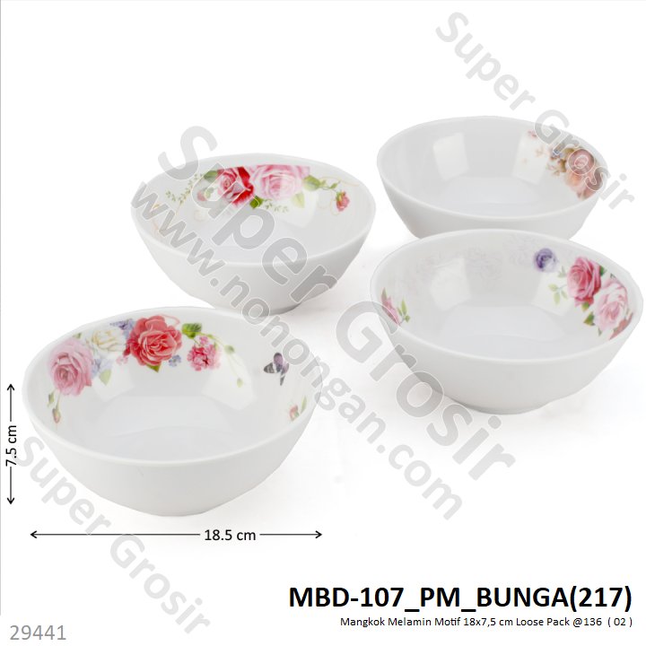 Mangkok Melamin Motif 18x7,5 cm Loose Pack @136