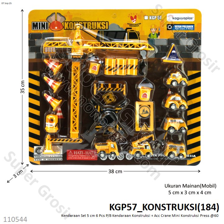 Truk Konstruksi Set 5 cm 6 Pcs P/B + Acc Tower Crane Mini Konstruksi Press @60