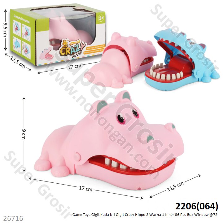 Game Toys Buaya Gigit Kuda Nil Gigit Crazy Hippo 1 Inner 36 Pcs Box Window @72