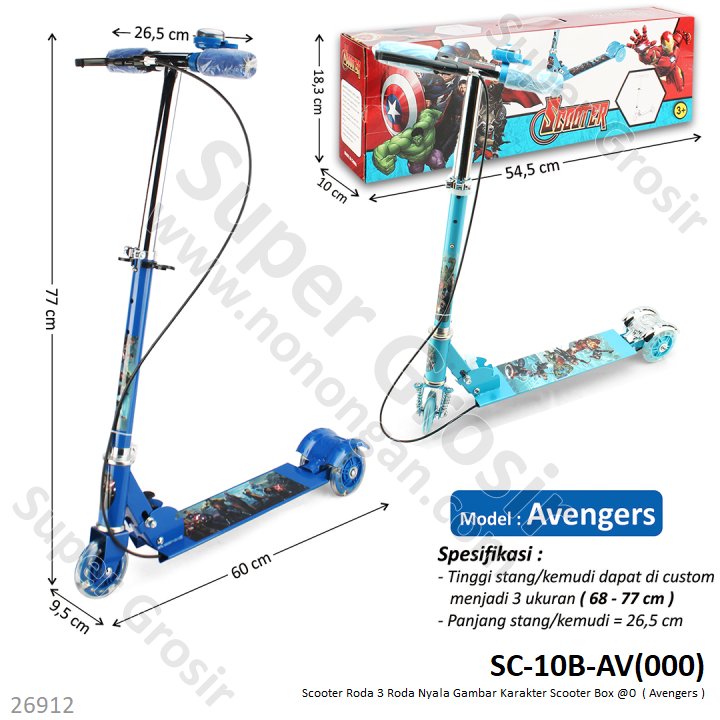 Scooter Roda 3 Roda Nyala Gambar Karakter Scooter Box @6