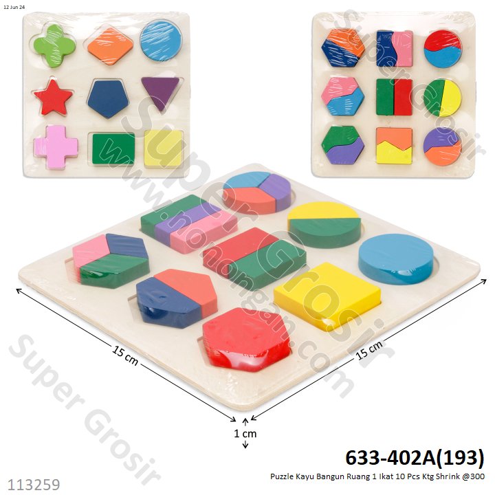 Puzzle Block Kayu Geometri 1 Ikat 10 Pcs Ktg Shrink @300