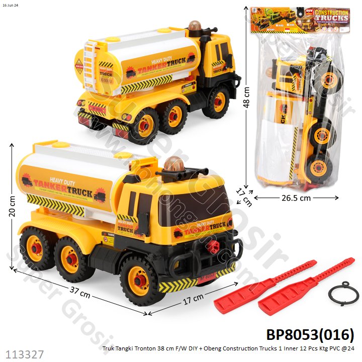 Truk Tangki Tronton 38 cm F/W DIY + Obeng Construction Trucks 1 Inner 12 Pcs Ktg PVC @24