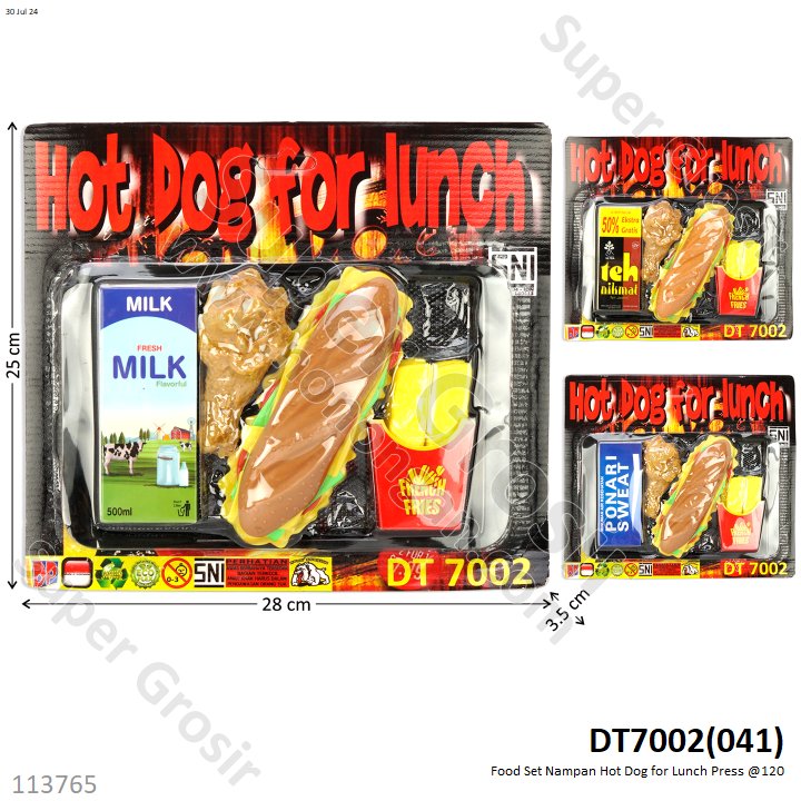 Food Set Hot Dog Ayam Goreng Kentang dan Minuman Kotak Nampan for Lunch Press @120