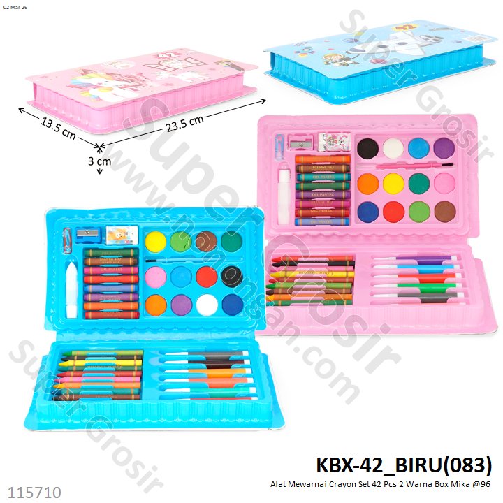 Alat Mewarnai Crayon Set 42 Pcs 2 Warna Box Mika @96