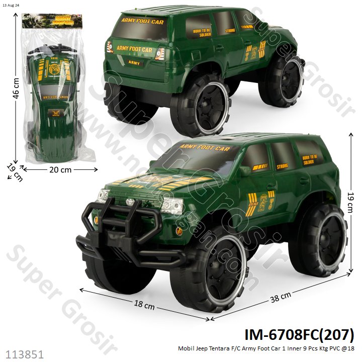Mobil Jeep Tentara F/C Army Foot Car 1 Inner 9 Pcs Ktg PVC @18