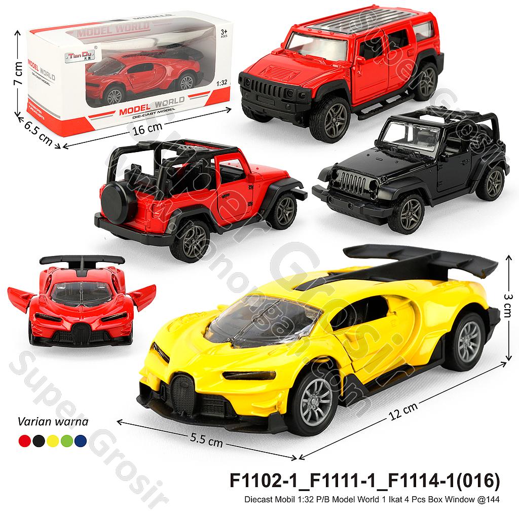 Diecast Mobil 1:32 P/B Model World 1 Ikat 4 Pcs Box Window @144