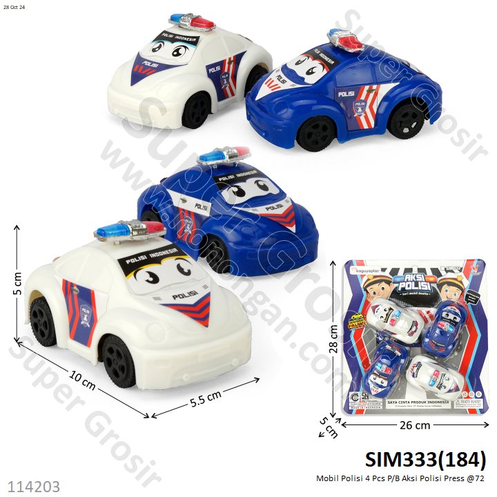 Mobil Polisi 4 Pcs P/B Aksi Polisi Press @72