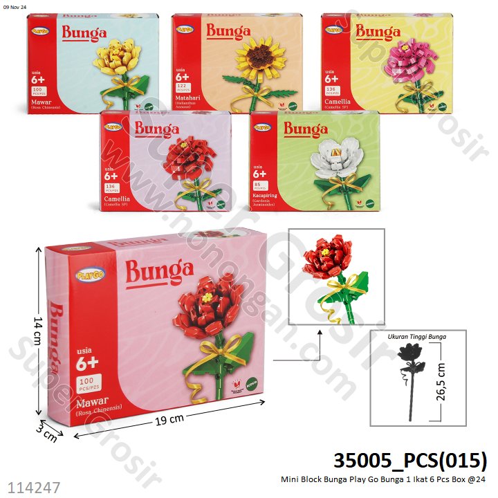 Mini Block Bunga Play Go 1 Ikat 6 Pcs Box @24