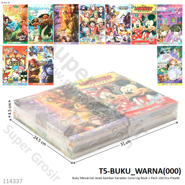 Buku Mewarnai Anak Gambar Karakter Coloring Book 1 Pack 100 Pcs Loose Pack @0