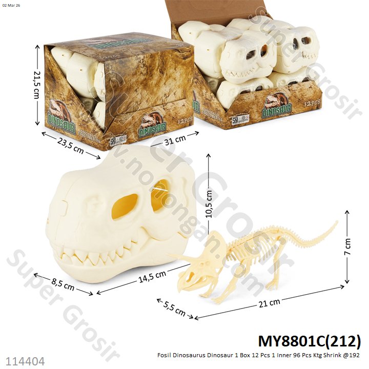 Fosil Dinosaurus Dinosaur 1 Box 12 Pcs 1 Inner 96 Pcs Ktg Shrink @192