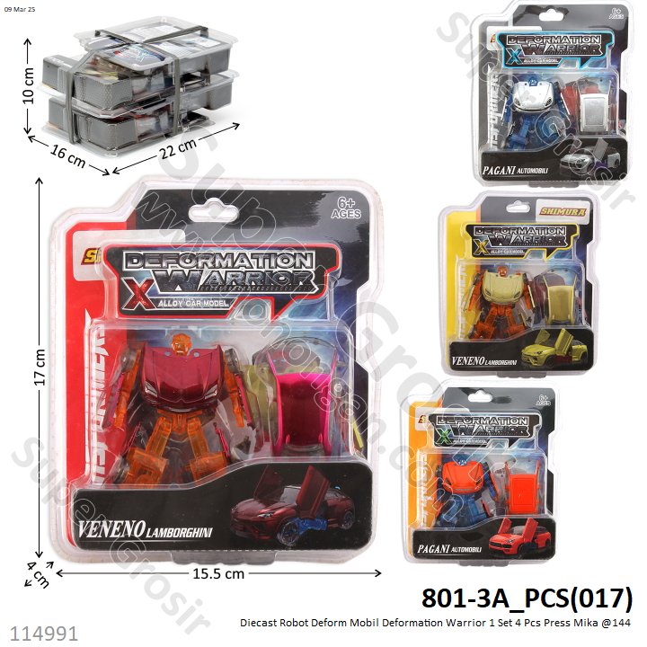 Diecast Robot Deform Mobil Deformation Warrior 1 Set 4 Pcs Press Mika @144