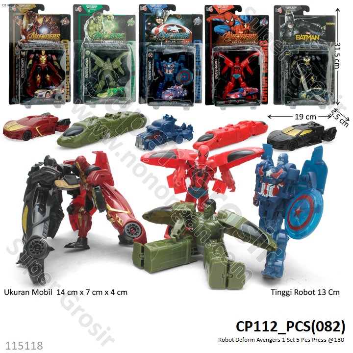 Robot Deform Avengers 1 Set 5 Pcs Press @180