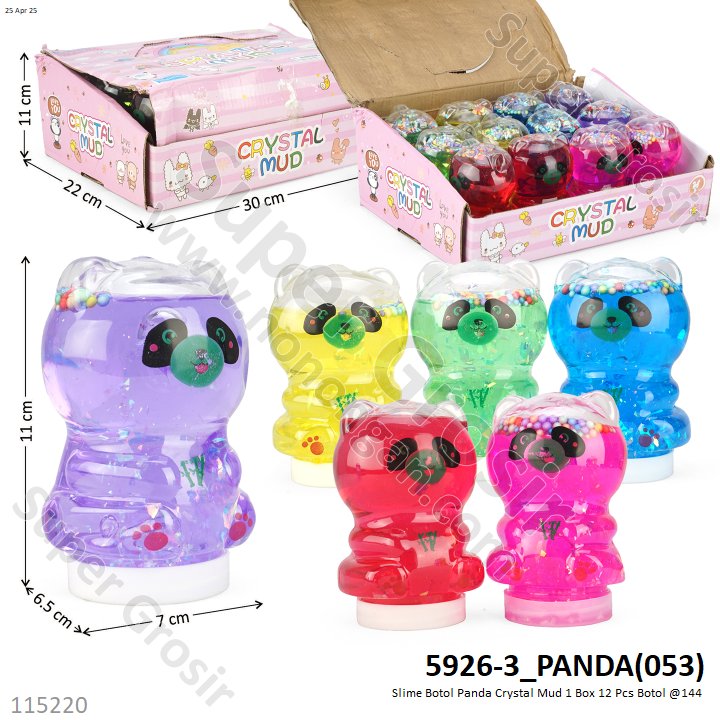 Slime Botol Panda Crystal Mud 1 Box 12 Pcs Botol @144