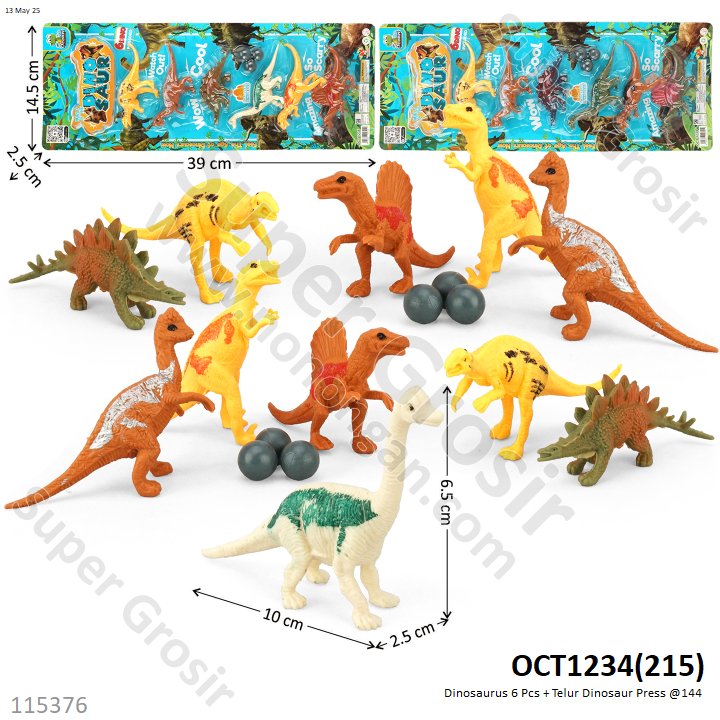Dinosaurus 6 Pcs + Telur Dinosaur Press @144
