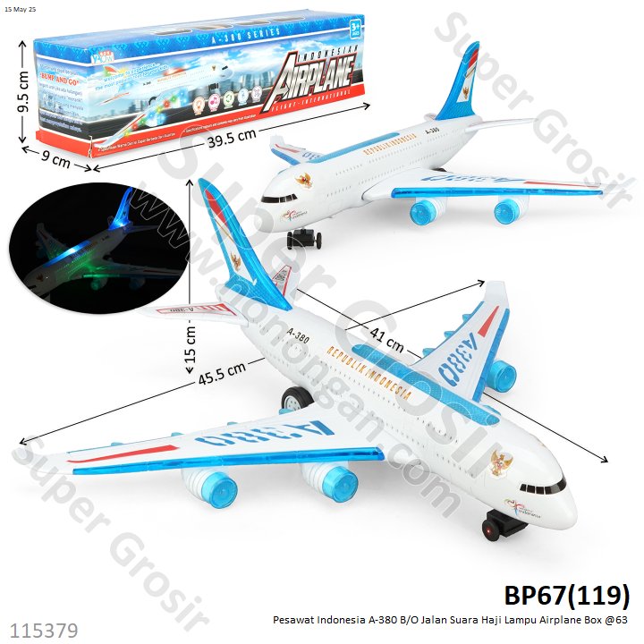 Pesawat Indonesia A-380 B/O Jalan Suara Haji Lampu Airplane Box @63