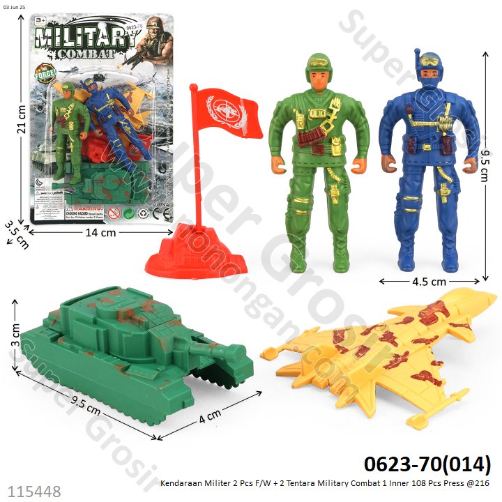 Kendaraan Militer 2 Pcs F/W + 2 Tentara Military Combat 1 Inner 108 Pcs Press @216