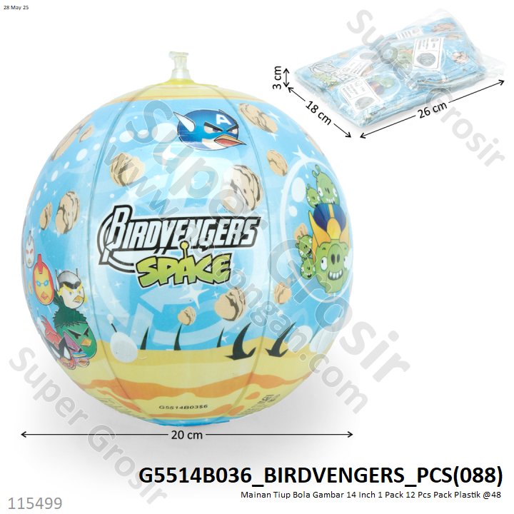 Mainan Tiup Bola Angry Birds 14 Inch Birdvenger 1 Pack Kecil 3 Pcs 1 Pack Besar 12 Pcs Loose Pack @48