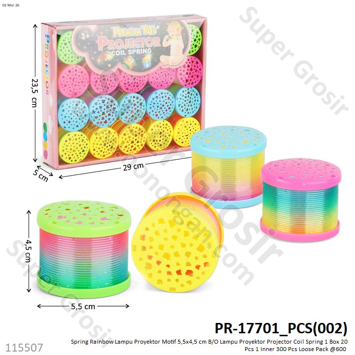 Spring Rainbow Lampu Proyektor Motif 5,5x4,5 cm B/O Lampu Proyektor Projector Coil Spring 1 Box 20 Pcs 1 Inner 300 Pcs Loose Pack @600