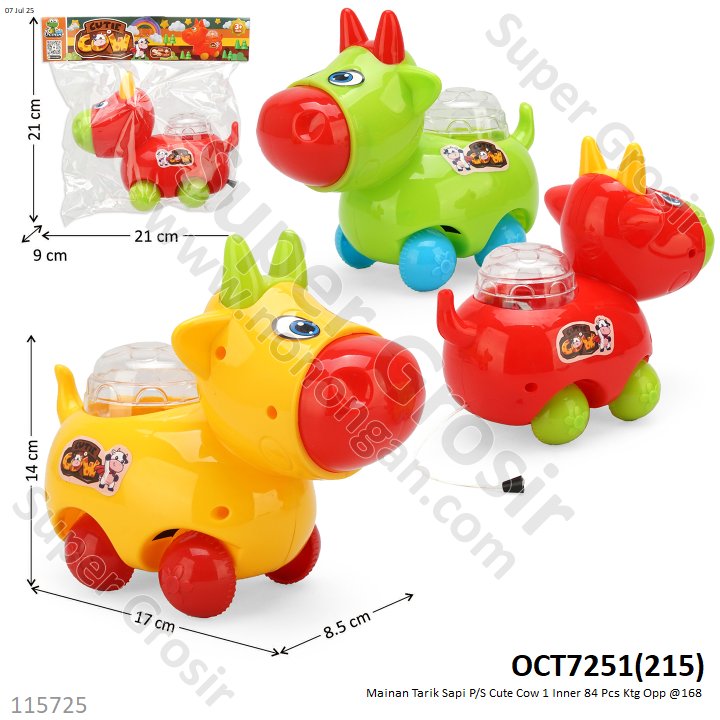 Mainan Tarik Sapi P/S Cute Cow 1 Inner 84 Pcs Ktg Opp @168