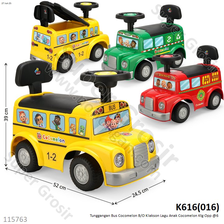 Tunggangan Bus Cocomelon Sandaran B/O Klakson Lagu Anak Cocomelon Ktg Opp @6