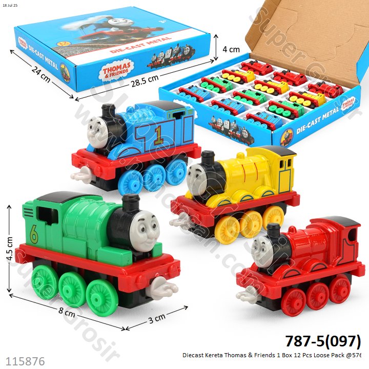 Diecast Kereta Thomas &amp; Friends 1 Box 12 Pcs Loose Pack @576 