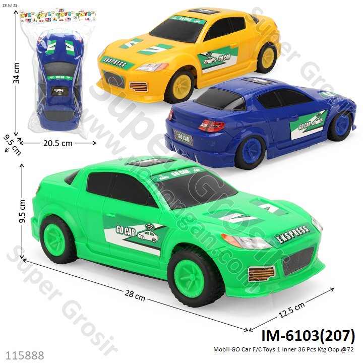 Mobil GO Car F/C Toys 1 Inner 36 Pcs Ktg Opp @72