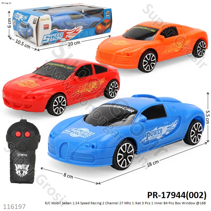 R/C Mobil Sedan 1:24 Speed Racing 2 Channel 27 Mhz 1 Ikat 3 Pcs 1 Inner 84 Pcs Box Window @168