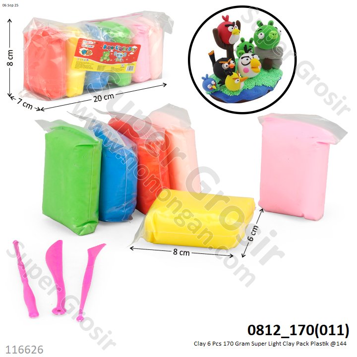 Clay 6 Pcs 170 Gram Super Light Clay Pack Plastik @144 