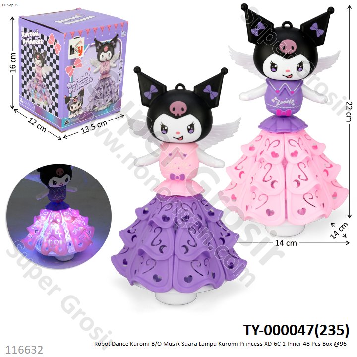 Robot Dance Kuromi B/O Musik Suara Lampu Kuromi Princess XD-6C 1 Inner 48 Pcs Box @96 