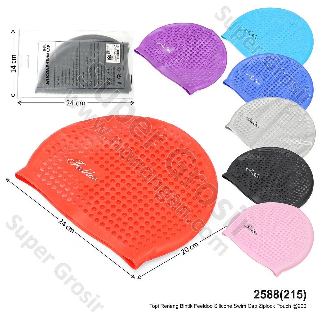 Topi Renang Bintik Feeldoo Silicone Swim Cap Ziplock Pouch @200