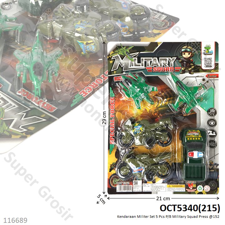 Kendaraan Militer Set 5 Pcs P/B Military Squad Press @152