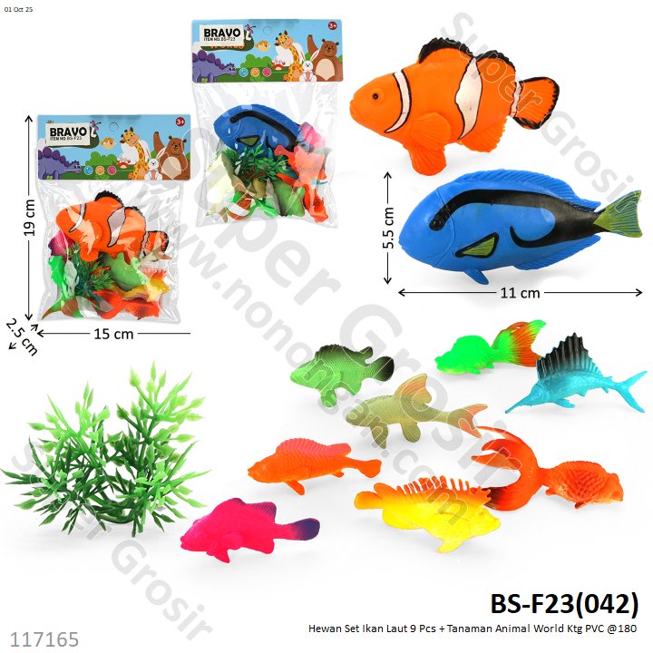 Hewan Ikan Laut Set 9 Pcs + Tanaman Animal World Ktg PVC @180