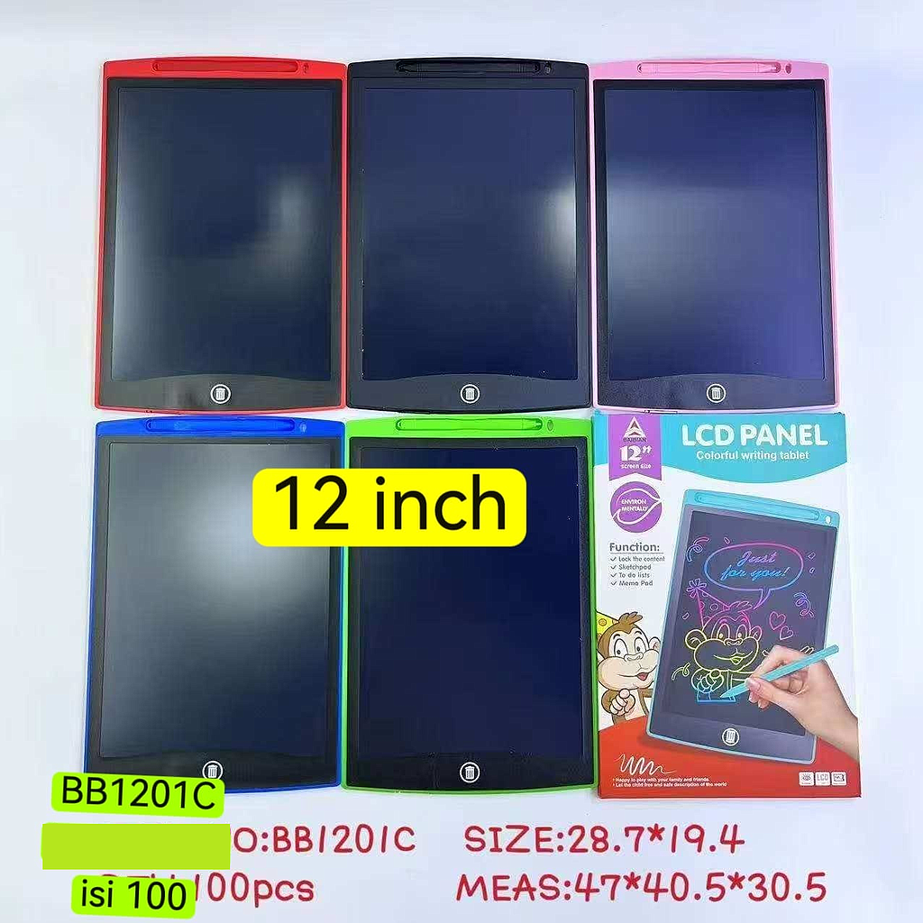 Mainan Edukasi Ipad LCD Magnet Warna 12 Inch B/O Hapus LCD Panel Box @100