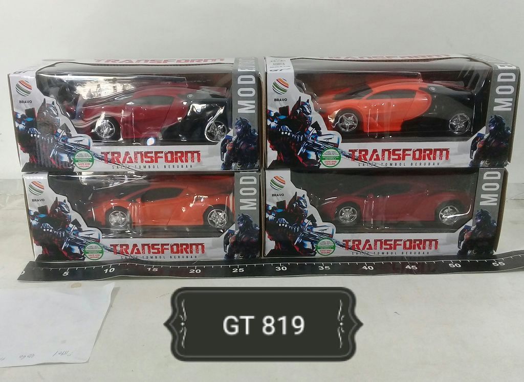 R/C Mobil Lamborghini Deform 1:18 Charge + Charger Lampu Transform 27 MHz 6 Channel Box Window @48