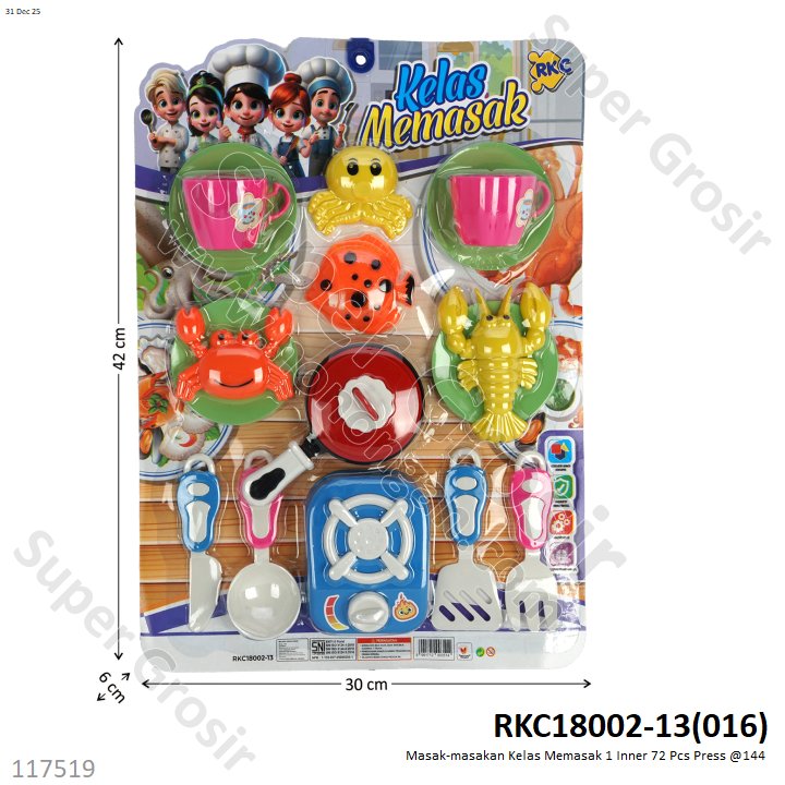 Masak-masakan Kelas Memasak 1 Inner 72 Pcs Press @144