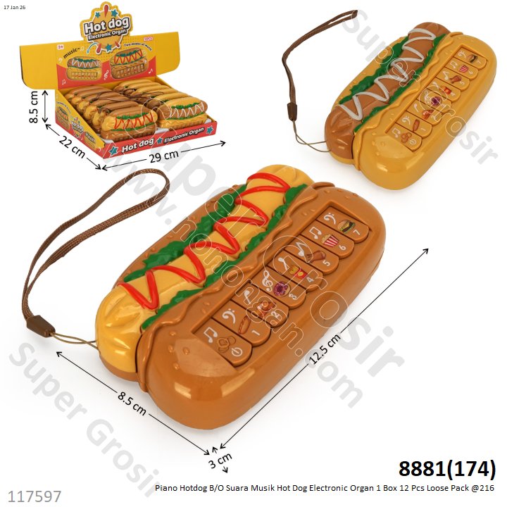 Piano Hotdog B/O Suara Musik Hot Dog Electronic Organ 1 Box 12 Pcs Loose Pack @216