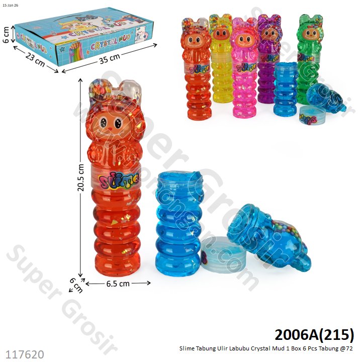 Slime Tabung Ulir Labubu Crystal Mud 1 Box 6 Pcs Tabung @72