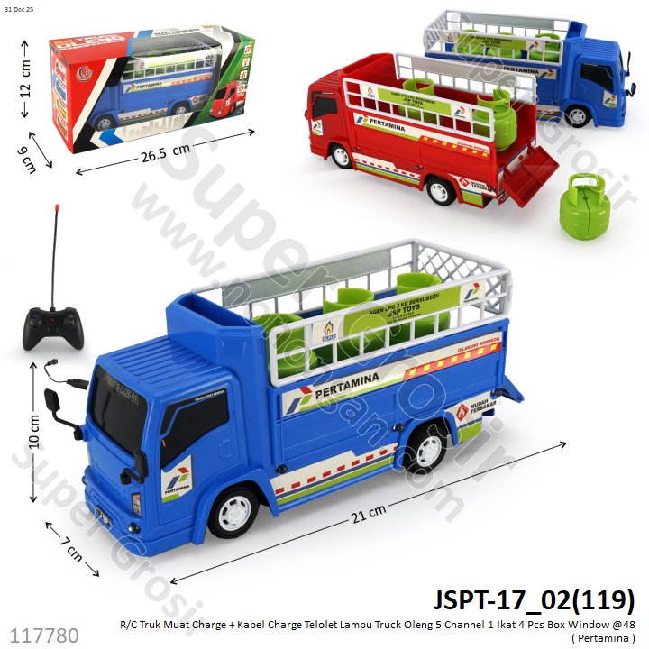 R/C Truk Muat Charge + Kabel Charge Telolet Lampu Truck Oleng 5 Channel 1 Ikat 4 Pcs Box Window @48