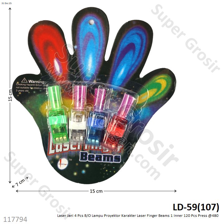 Laser Jari 4 Pcs B/O Lampu Proyektor Karakter Laser Finger Beams 1 Inner 120 Pcs Press @480