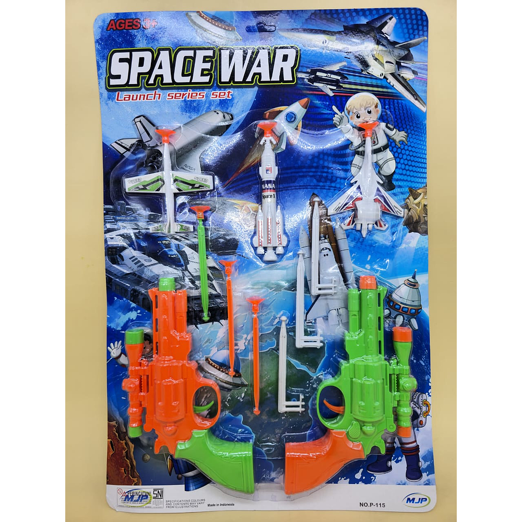 Pistol Peluru Kaca 2 Pcs 22 cm Set 3 Peluru + 2 Pesawat dan Roket Space War Press @68
